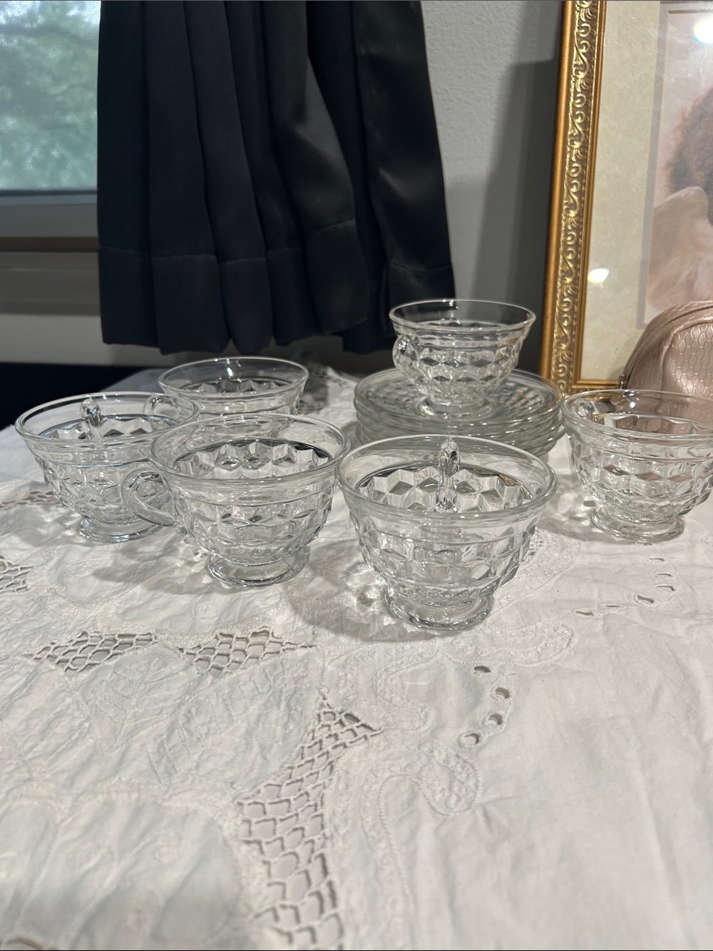 Diamond-Pattern Clear Glass Dessert Bowls - Elegant Clear Vases